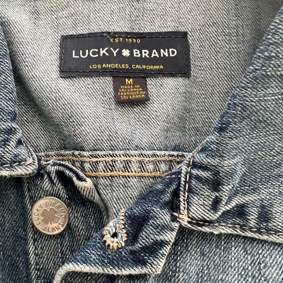 Lucky Brand The Tomboy Trucker Frayed Hem Denim Jacket Medium - Picture 2 of 8